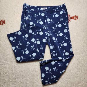 Esprit Ankle Pants Baggy Size 32 Blue Straight Stretch Casual Graphic Print
